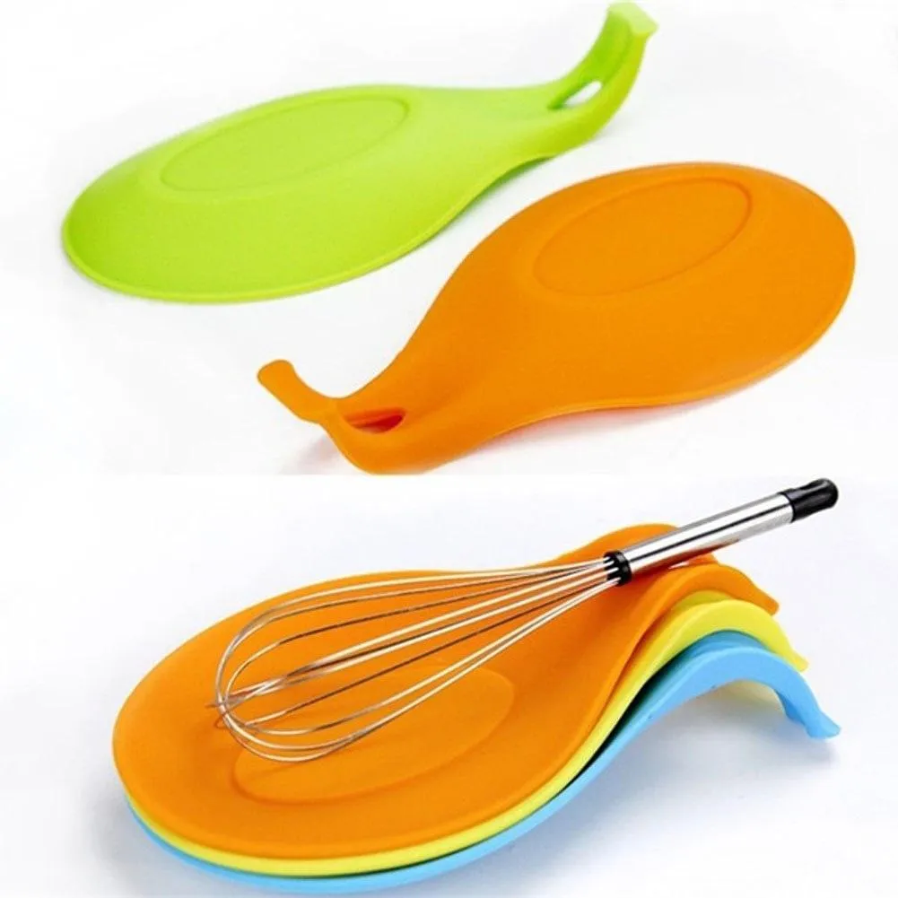 1pc Silicone Spoon Insulation Mat Silicone Heat Resistant Placemat Tray Spoon