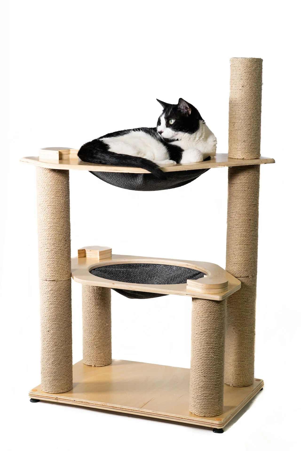 2-Level Cat Condo with Hammock Bed and Scratching Post