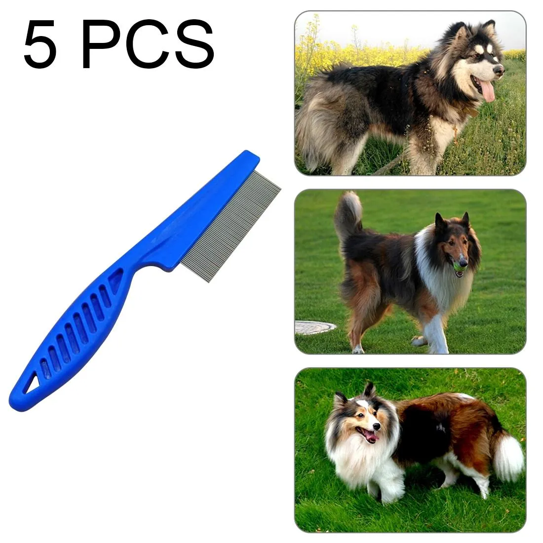5 Piece Pet Combs For Fine Toothed Flea Removal 14Cm Length