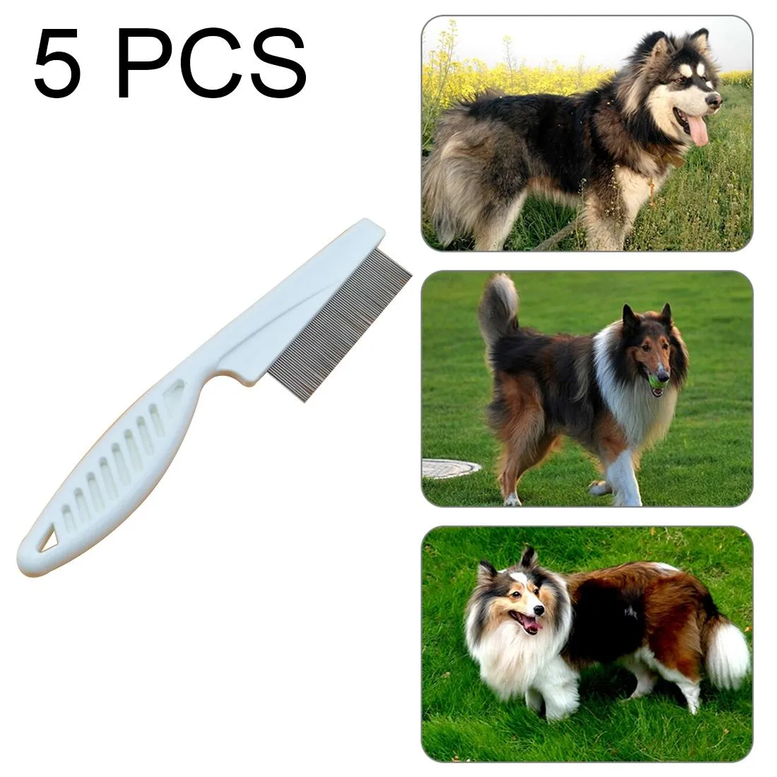 5 Piece Pet Combs For Fine Toothed Flea Removal 14Cm Length