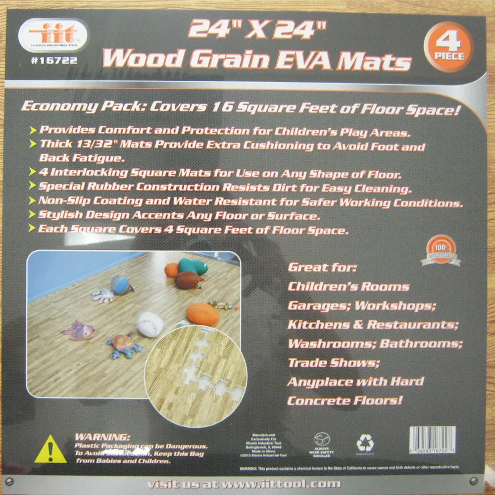 96 Sqft Interlocking Floor Mats Gym Flooring Soft Eva Foam Yoga Tile Wood Design
