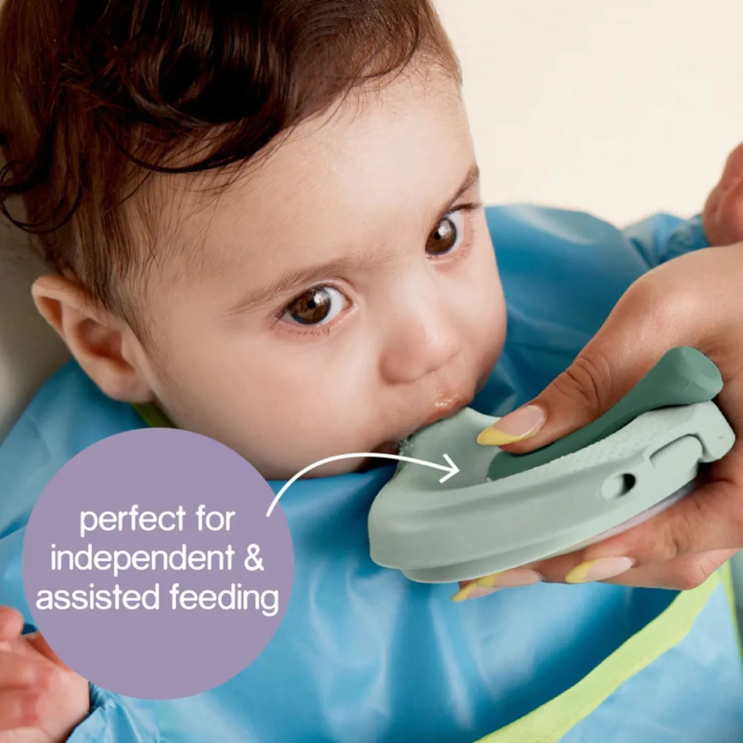 b.box Fill   Feed Silicone Feeding - Reusable & Mess-Free Baby Food Container  110ml  -  Sage Green
