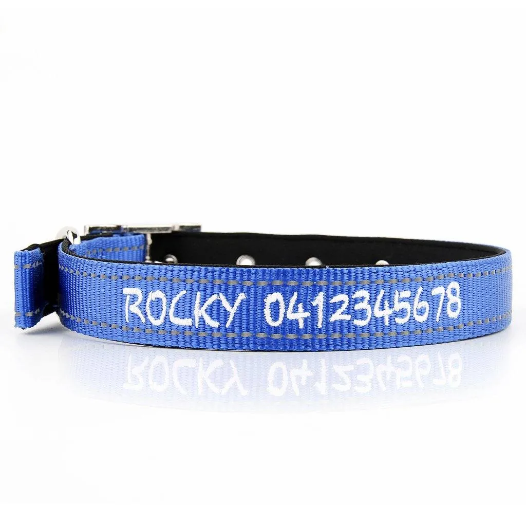 Deluxe Buckle Style Personalised Dog Collar - Soft Padded Nylon & Neoprene