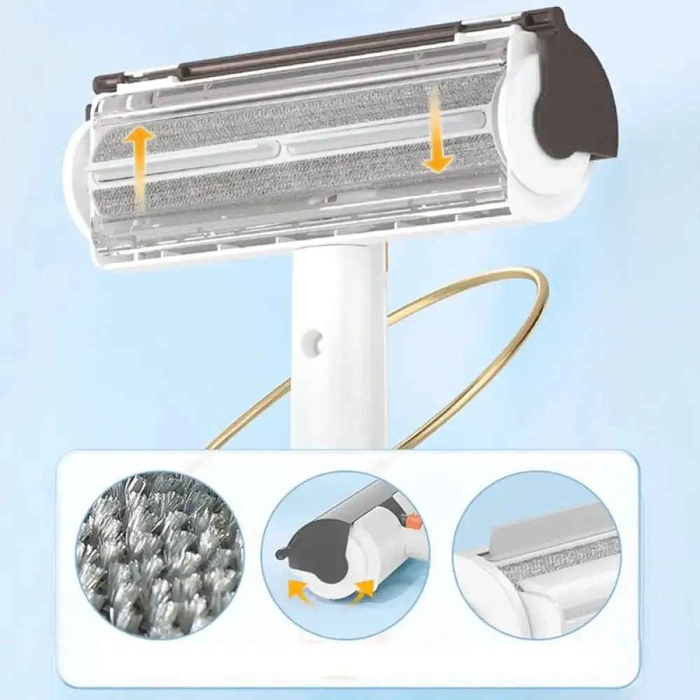 Efficient Pet Hair Remover Roller for Furniture Couch Carpet Self-cleaning Base