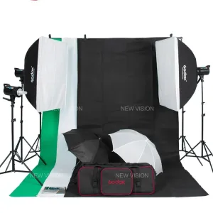 Free DHL Godox 900W Studio Flash Lighting Kit 3 X 300W Photography Strobe light & Softbox & Light Stand Portrait Kit
