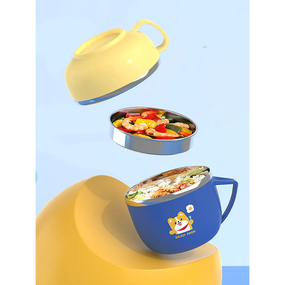 Little Surprise Box Dark Blue Small Size, Foxy Dual Handle Soup and Noodles Lunch Box with matching Cover