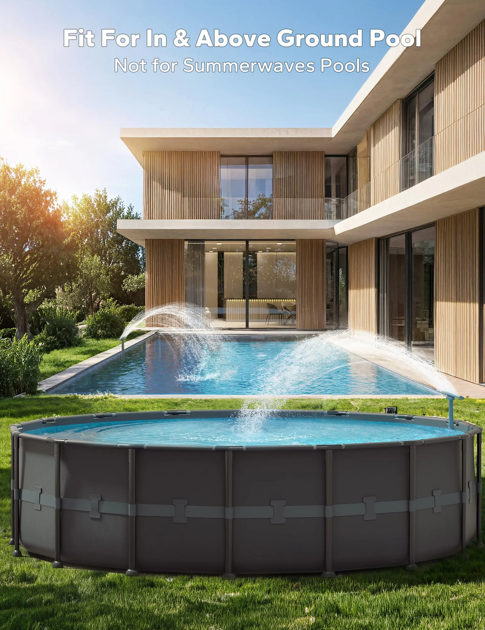 Pool Fountains for Above and In-ground Pools, Adjustable Whale Tail Waterfall Wide Width Pool Sprinkler Fountain for Relaxation & Cooling 10-20 Degrees, Swimming Pool SPA Accessories
