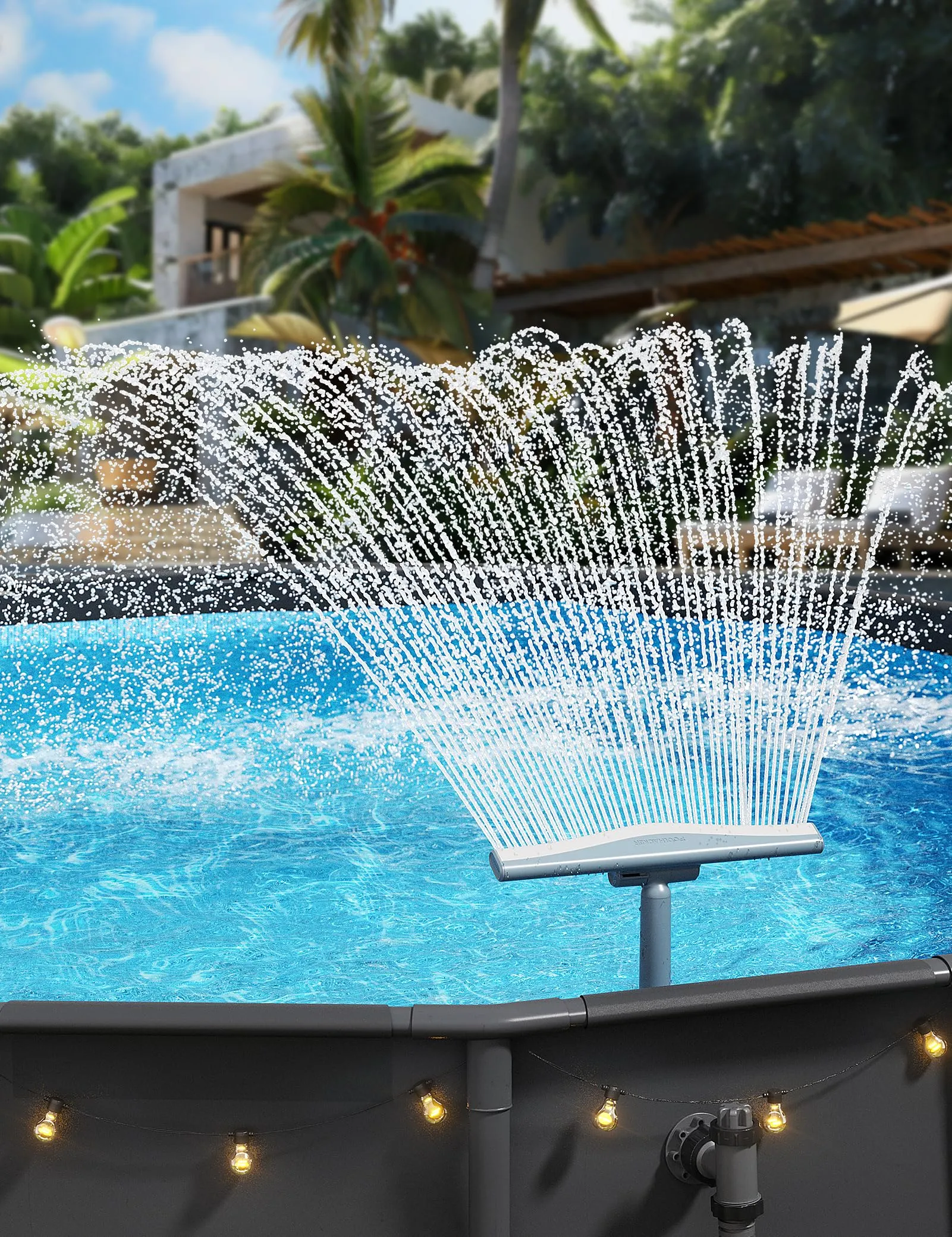 Pool Fountains for Above and In-ground Pools, Adjustable Whale Tail Waterfall Wide Width Pool Sprinkler Fountain for Relaxation & Cooling 10-20 Degrees, Swimming Pool SPA Accessories