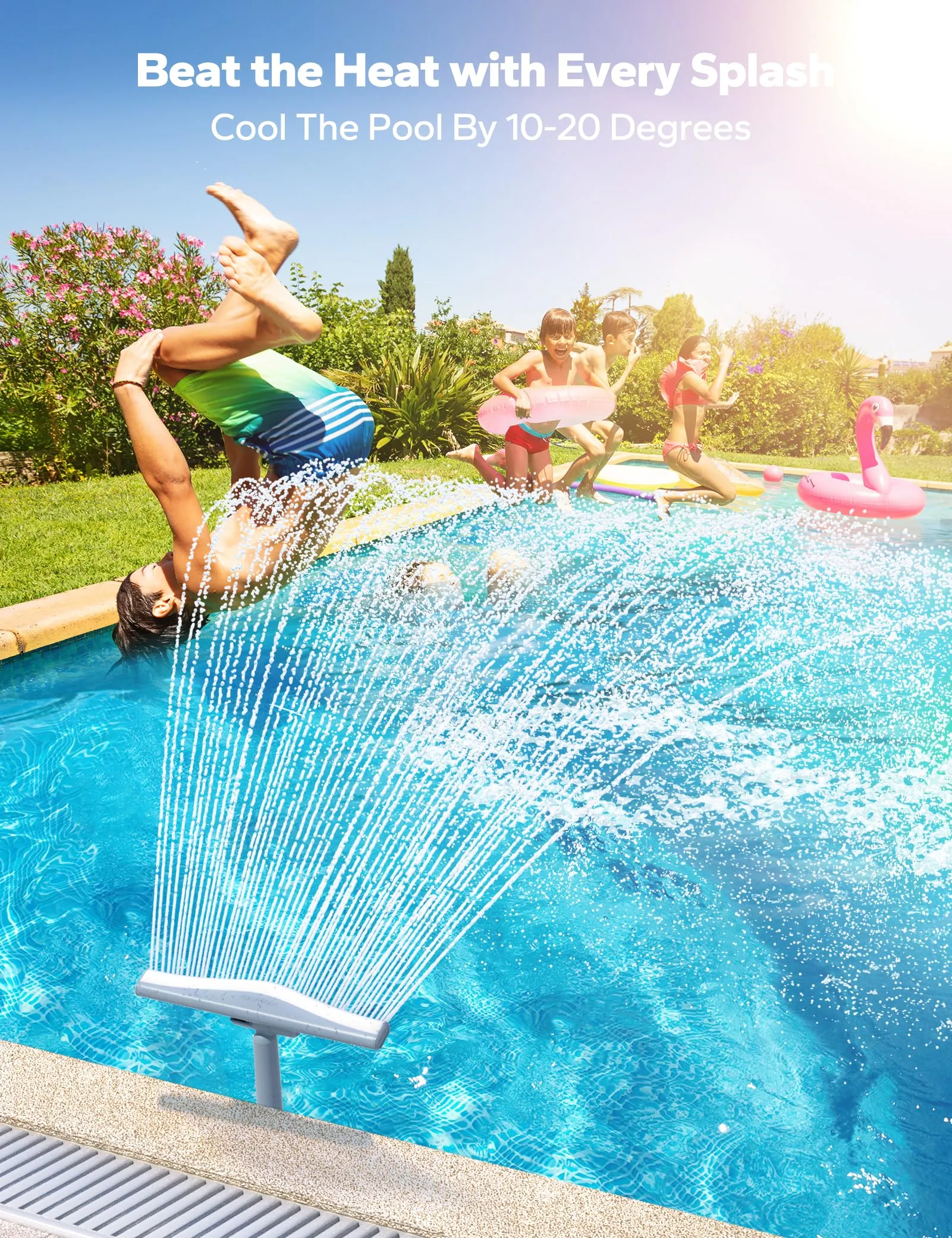 Pool Fountains for Above and In-ground Pools, Adjustable Whale Tail Waterfall Wide Width Pool Sprinkler Fountain for Relaxation & Cooling 10-20 Degrees, Swimming Pool SPA Accessories