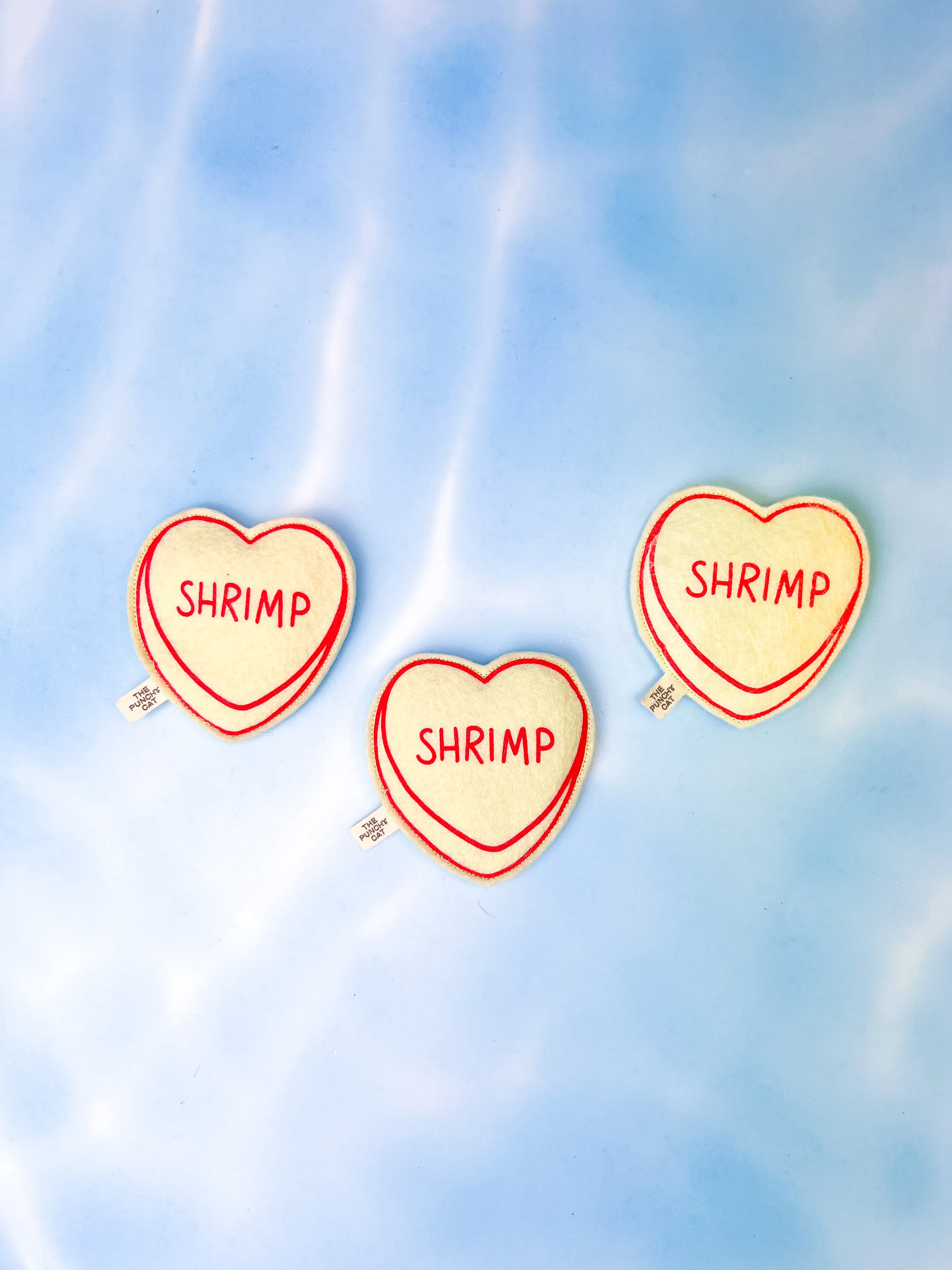 Shrimp Candy Heart Catnip Toy