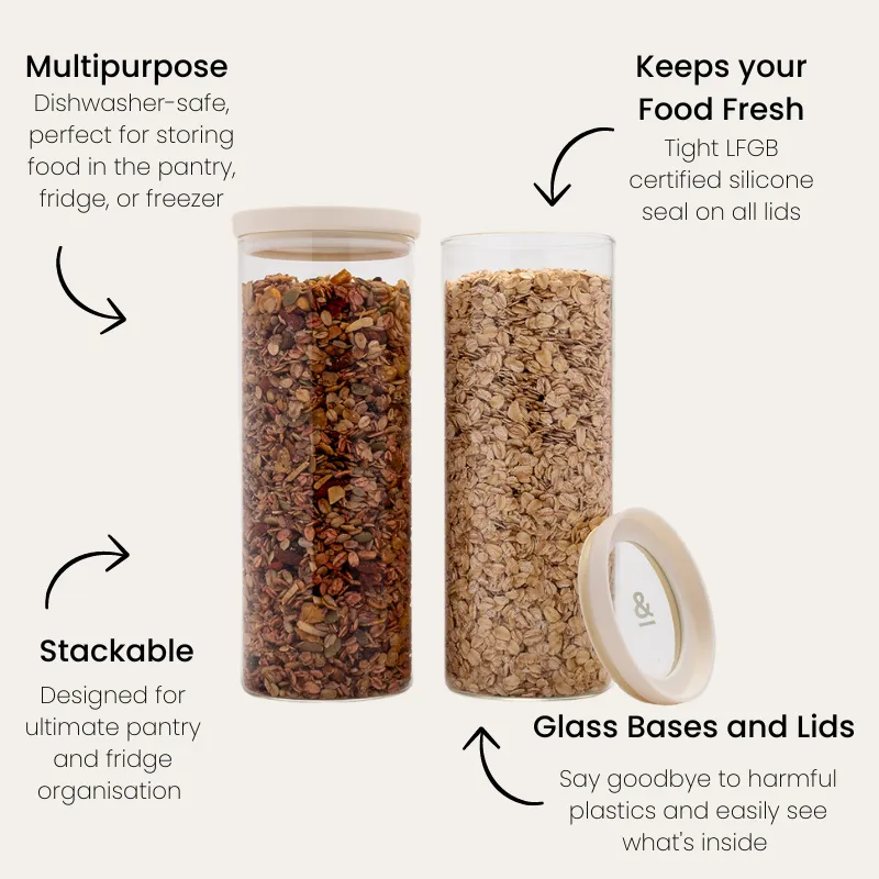 Wategos Glass Pantry Jars 2pk | Oat Milk 1500ml